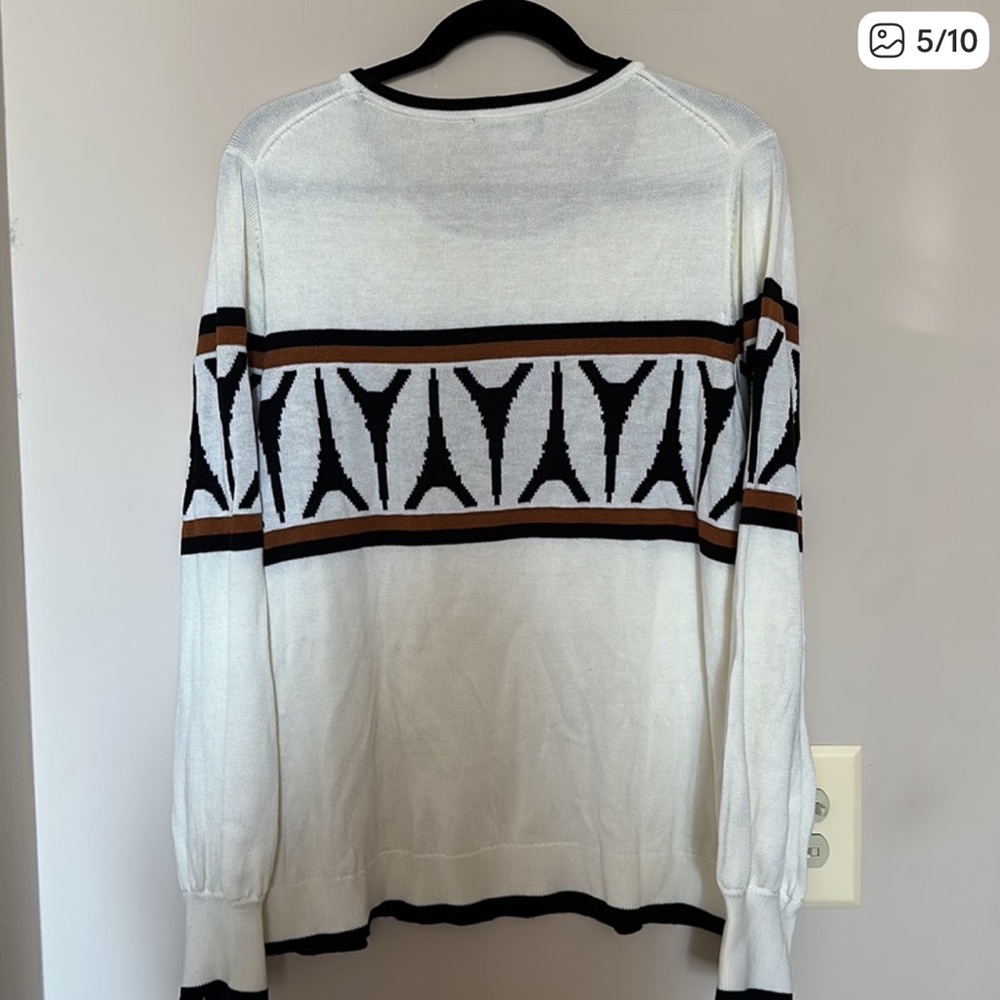 Karl Lagerfeld Eiffel Tower Print Intarsia Sweater Size XL